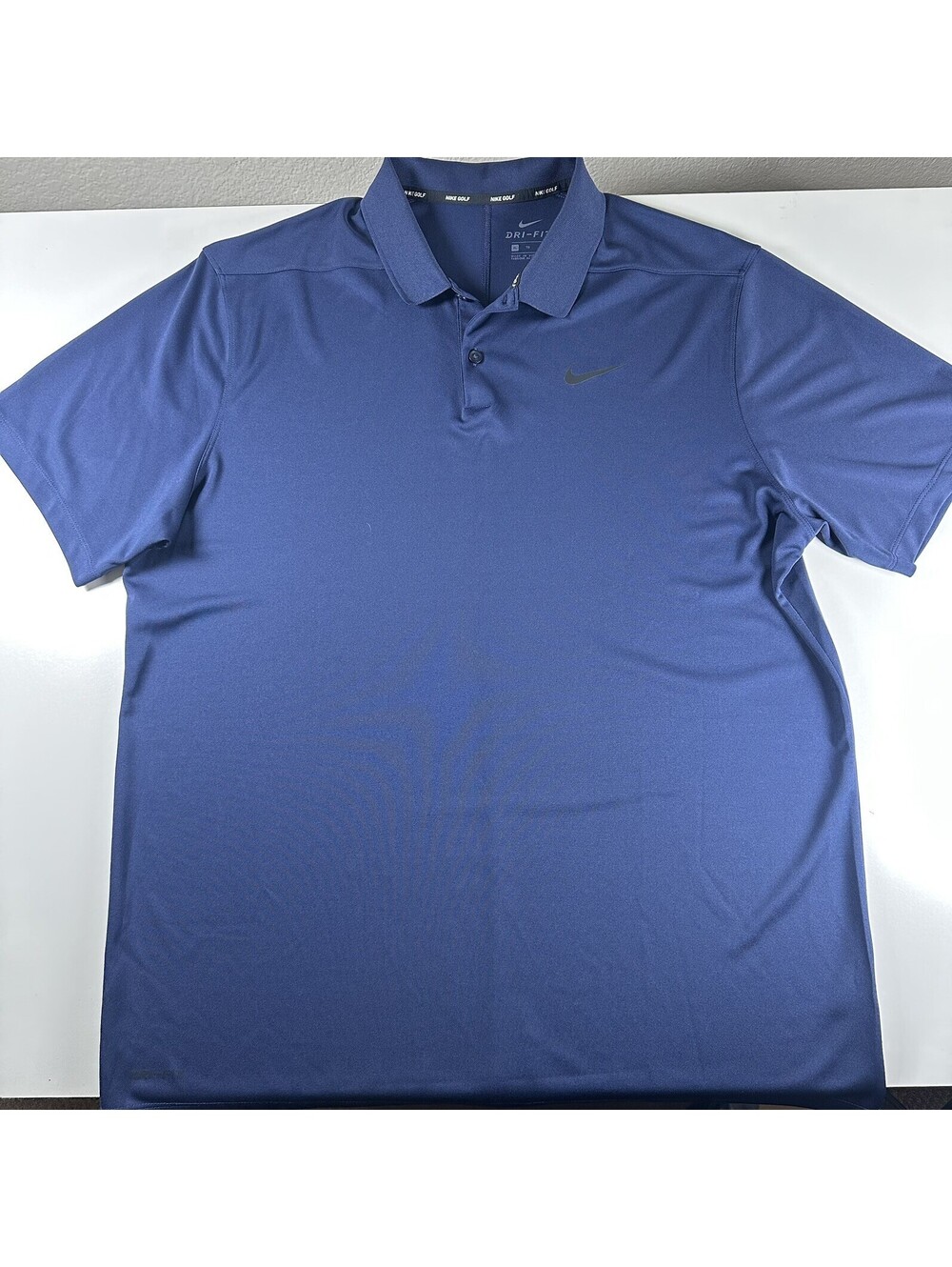 Nike Golf Shirt Mens XL Blue Polo Dry Fit Short Sleeve Navy Fit Dry Polyester